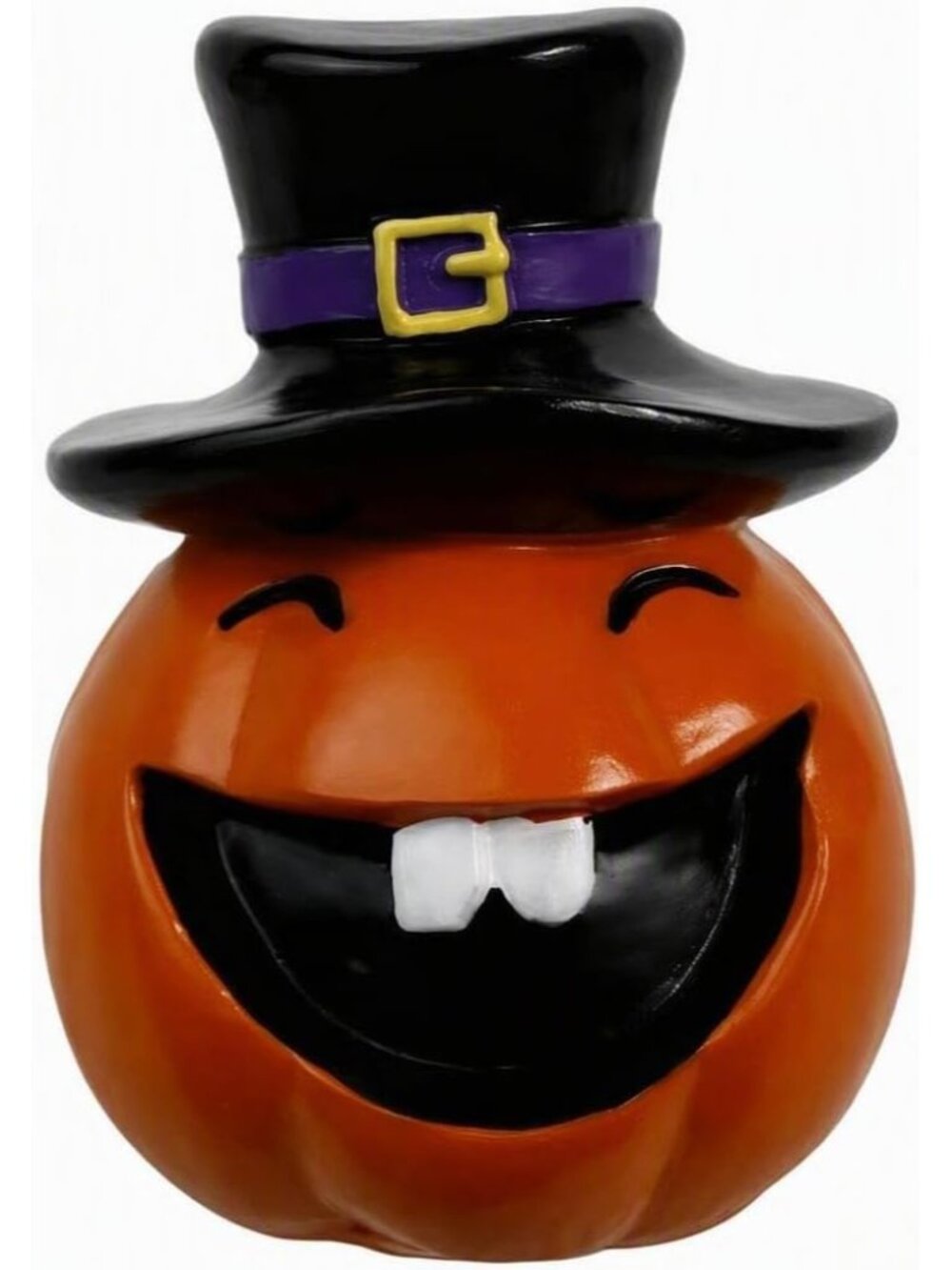 🎃 Smiley Face Yellow Hand-Painted Resin Craft Statue Halloween Pumpkin Decor